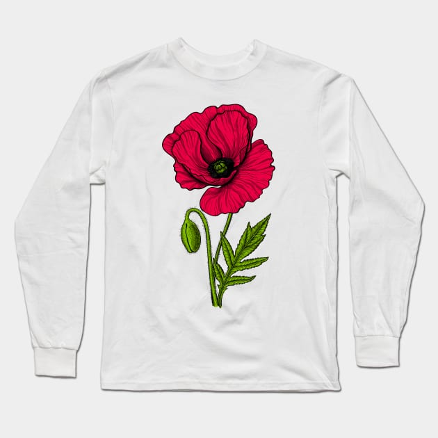 Red poppy 2 Long Sleeve T-Shirt by katerinamk